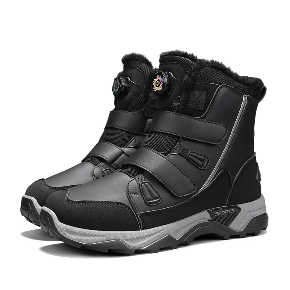 

Autumn Winter Men's Boots High Top Couple Snow Boots Anti Slip Platform Comfortable Men Shoes Plush Warm Large Size Waterproof
