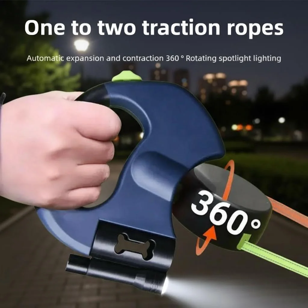 One Two Dog Leash Automatic Retractable Dual Head Pet Walking Rope Double Dog Leash Retractable Rope