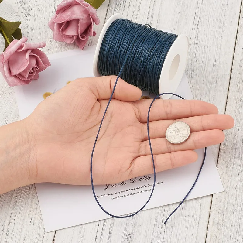 100Yard 1mm Waxed Cotton Cord Thread String Strap for Jewelry Making DIY Bracelet Necklace Jewelry Findings Accessories