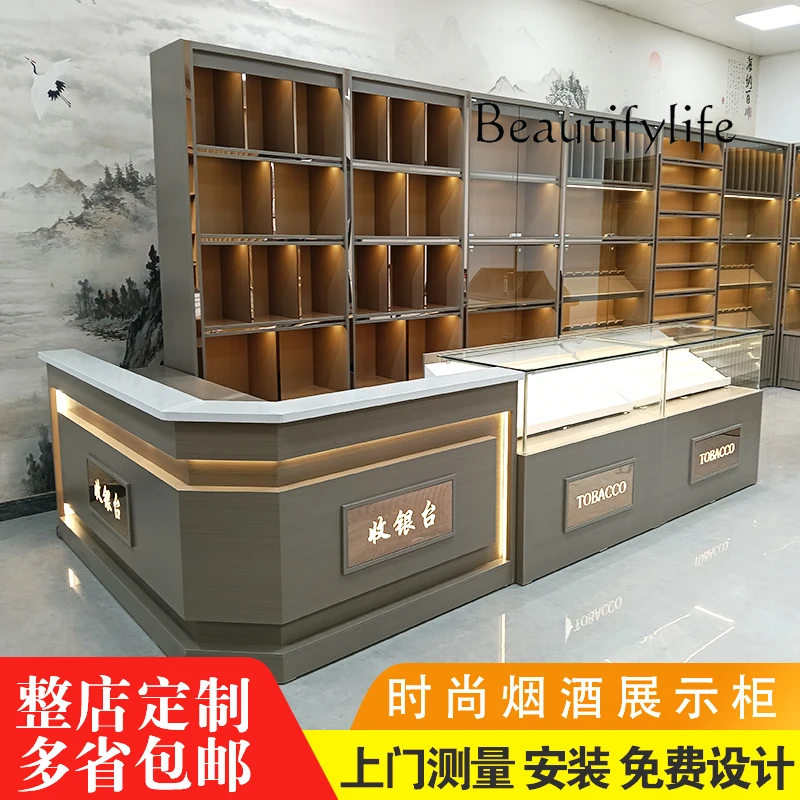Tobacco and alcohol display cabinet Supermarket convenience store checkout page Combination wine cabinet Solid wood tea cabinet