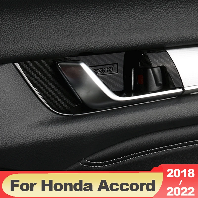 Car Accessories For Honda Accord X 10th 2018 2019 2020 2021 2022 Hybrid ABS Carbon Fiber Door Handle Bowl Cover Trim Stickers