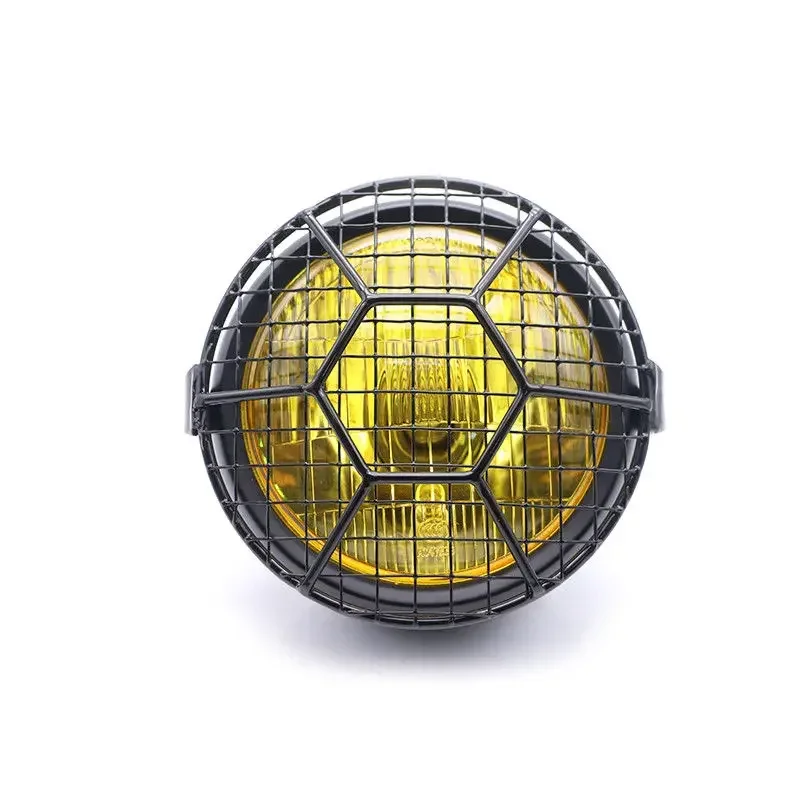 

Side Mount Metal Grill Football Net Mask Cover Headlight Cafe Cruiser Chopper