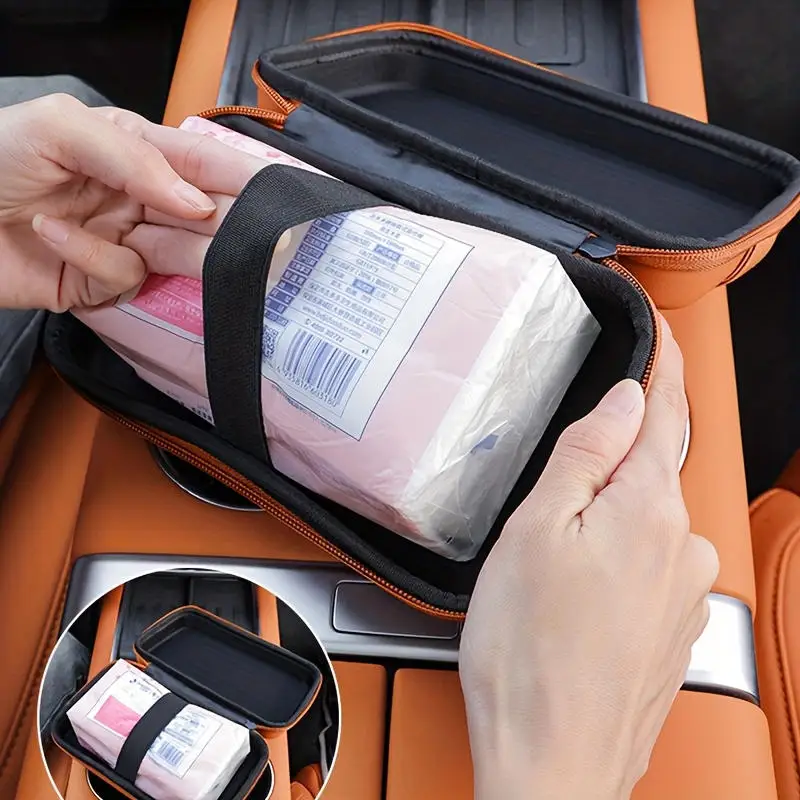 Op de auto gemonteerde tissuebox Ladebox Creatieve auto-armsteundoos Rugleuning Hangende multifunctionele zonneklep Vierkleurige tissuetas