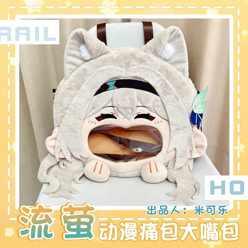 Game Honkai: Star Rail Firefly Cosplay Plush Bag Big Mouth Transparent Itabag Lolita Girls Backpack Cute Messenger Shoulder Bags