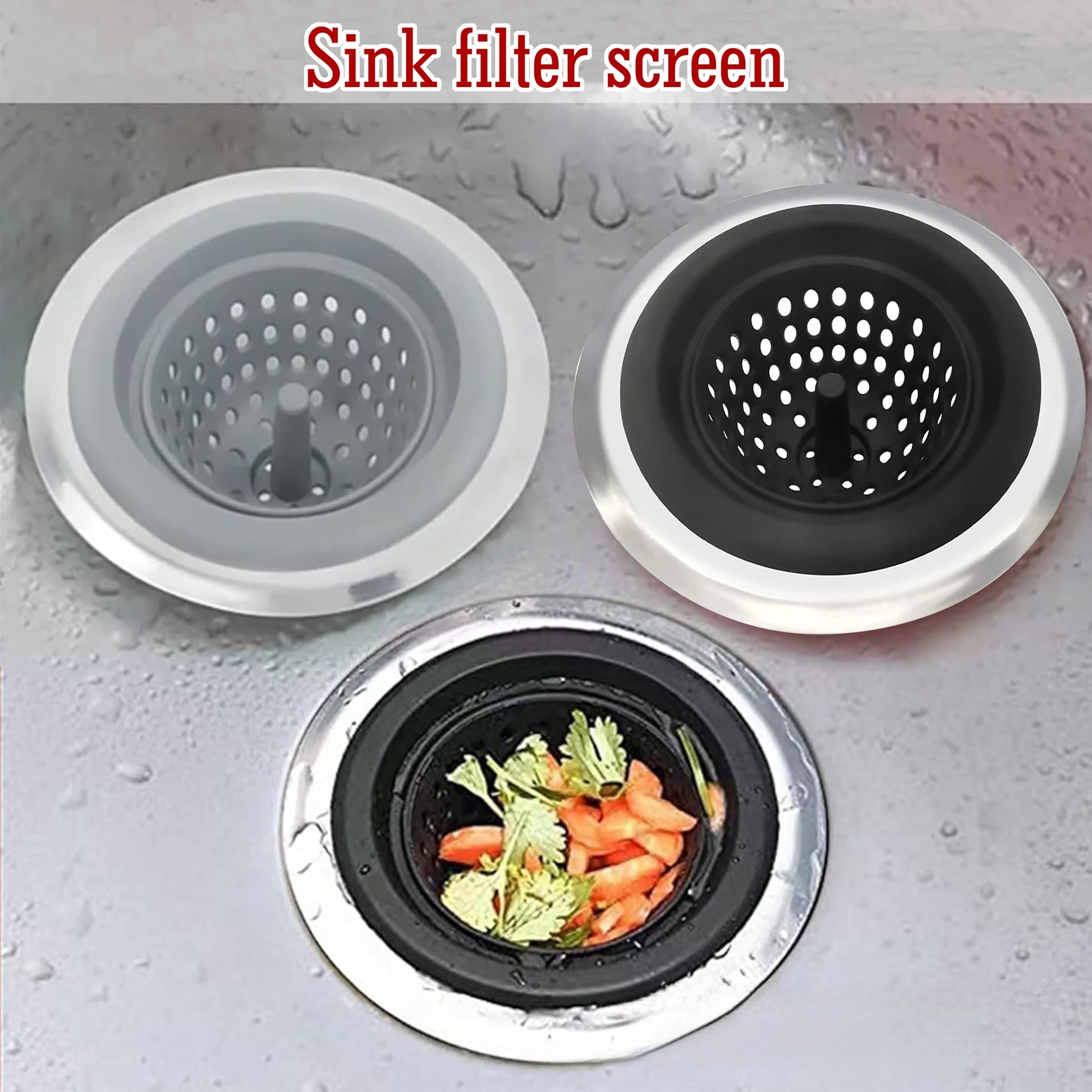 

Силиконовый противозасоряющийся фильтр, портативный фильтр для раковины, ванная комната, кухонный инструмент для сливов, крышка для отходов волос, фильтр-фильтр, 3 шт.