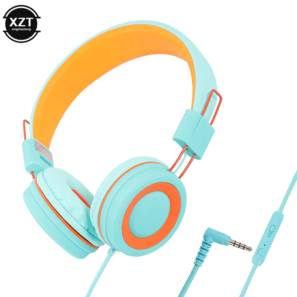 Kids Headphones 3.5mm Audio Jack Wired Earphone Foldable Stereo Headset With Mic for Girls Boys Gift Online Learning Earbuds