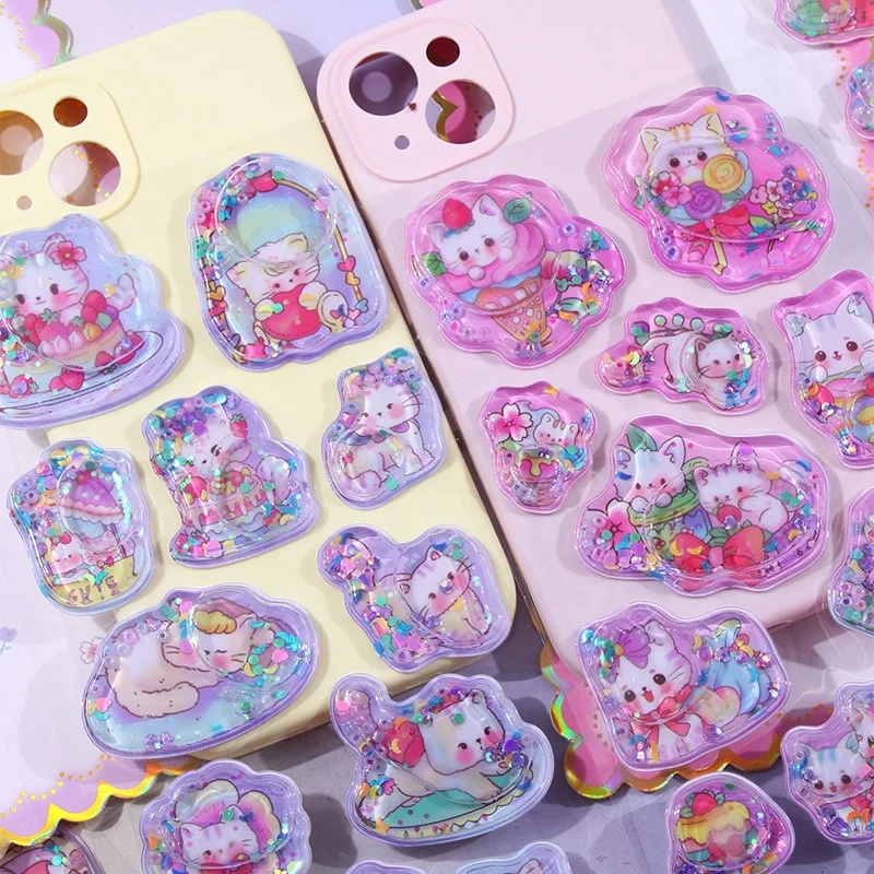 

Новые 3D-наклейки с эффектом динамического песка, 40 шт., мультяшные, милые, для декора своими руками, подарки для девочек, детские товары для творчества, 2026 год