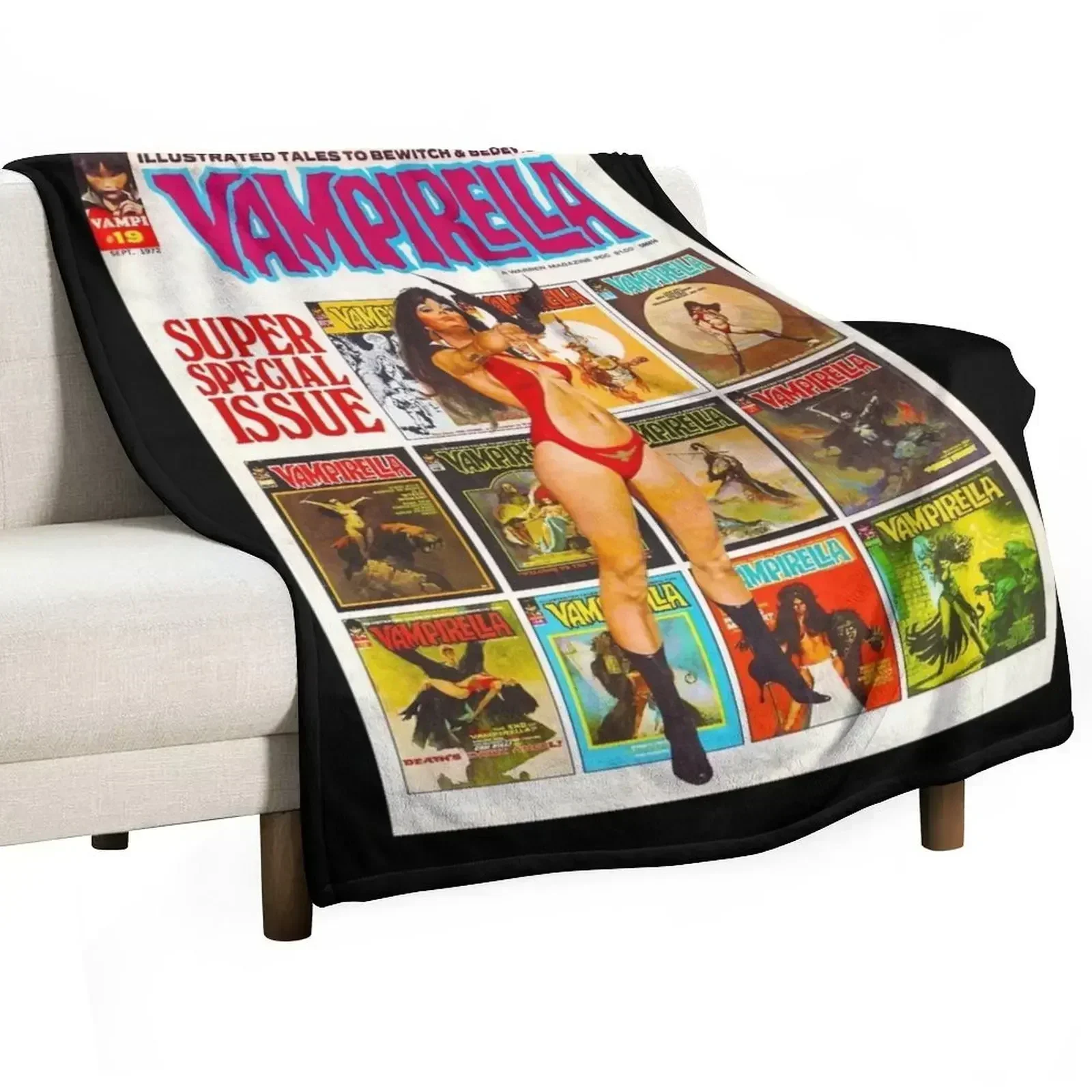 ¡SÍ, OTRA EXCELENTE PORTADA DE LA REVISTA VAMPIRELLA EN ESTILO VINTAGE! # Manta de 19 Pulgadas para Sofá, Suave y para Todo Tipo de Clima