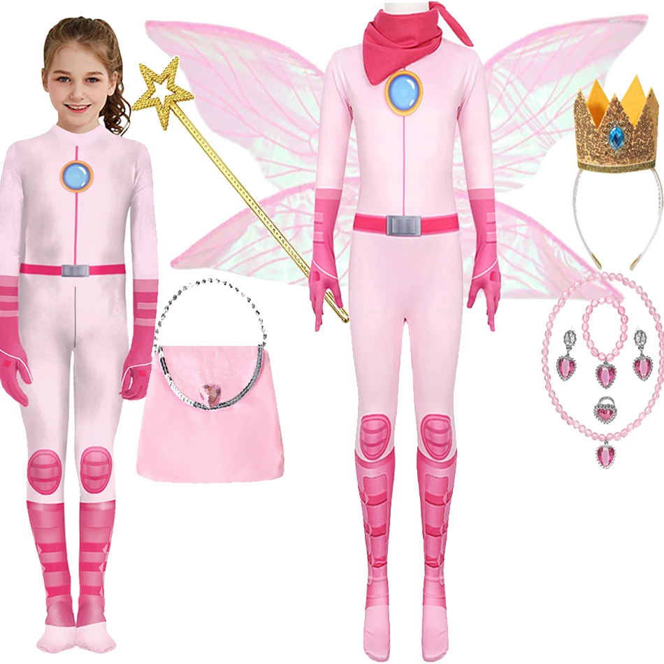 

Girls Pink Peach Princess Dress Kids Cosplay Suit Christmas Skirt Ins Halloween Game Role Playing Costume Tight Fitting Jumpsuit