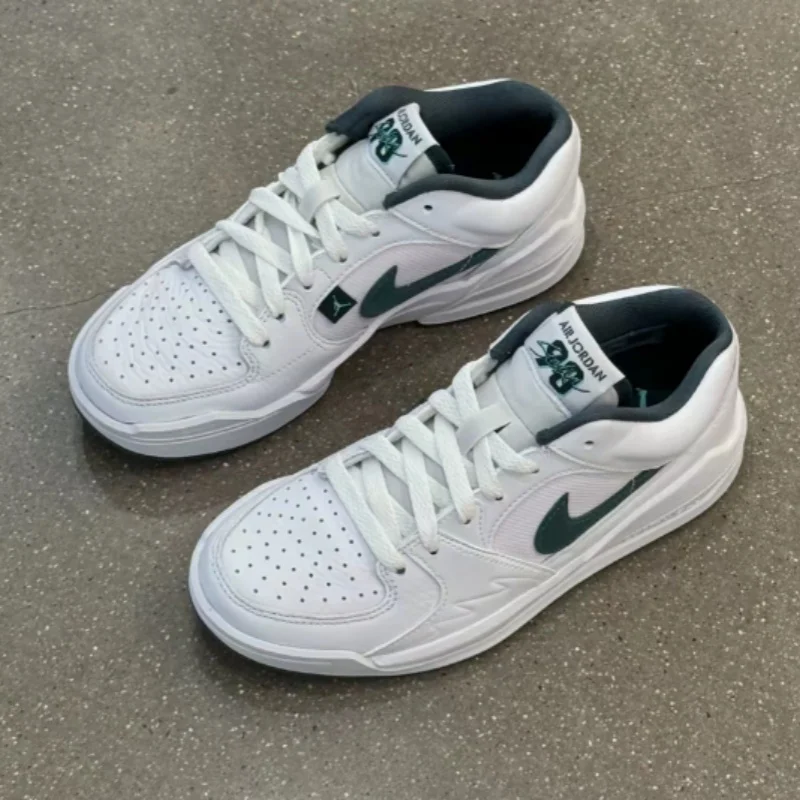 Nike Jordan Stadium 90 Women's Minimalist Retro Anti-Slip Shock-Absorbant Leather Sports Basketball Shoes White Green FB2269-130