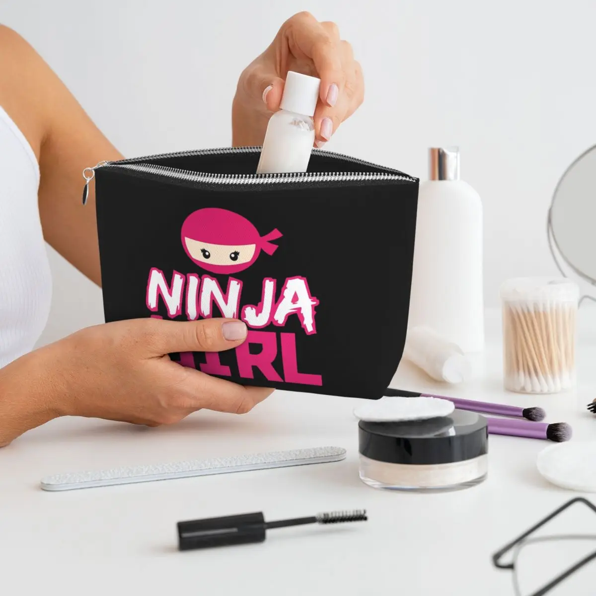 Spy Ninja Girl - Bolsa de cosméticos para mujer, organizador de maquillaje de viaje, almacenamiento de artículos de tocador, caja de kit Dopp