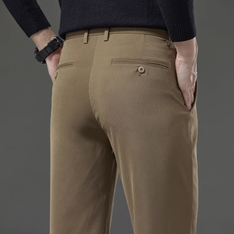 

Men's Clothing Autumn New Casual Pants Anti-wrinkle Fashion Pockets Business Slim Solid Color Male Classic Trousers
