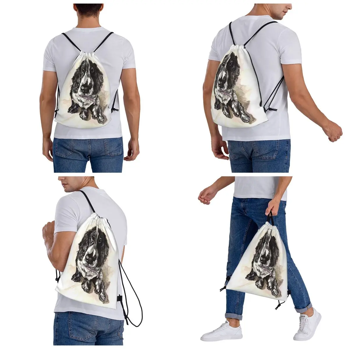 Cocker Spaniel Backpacks Casual Portable Drawstring Bags Drawstring Bundle Pocket Shoes Bag Book Bags For Travel Students