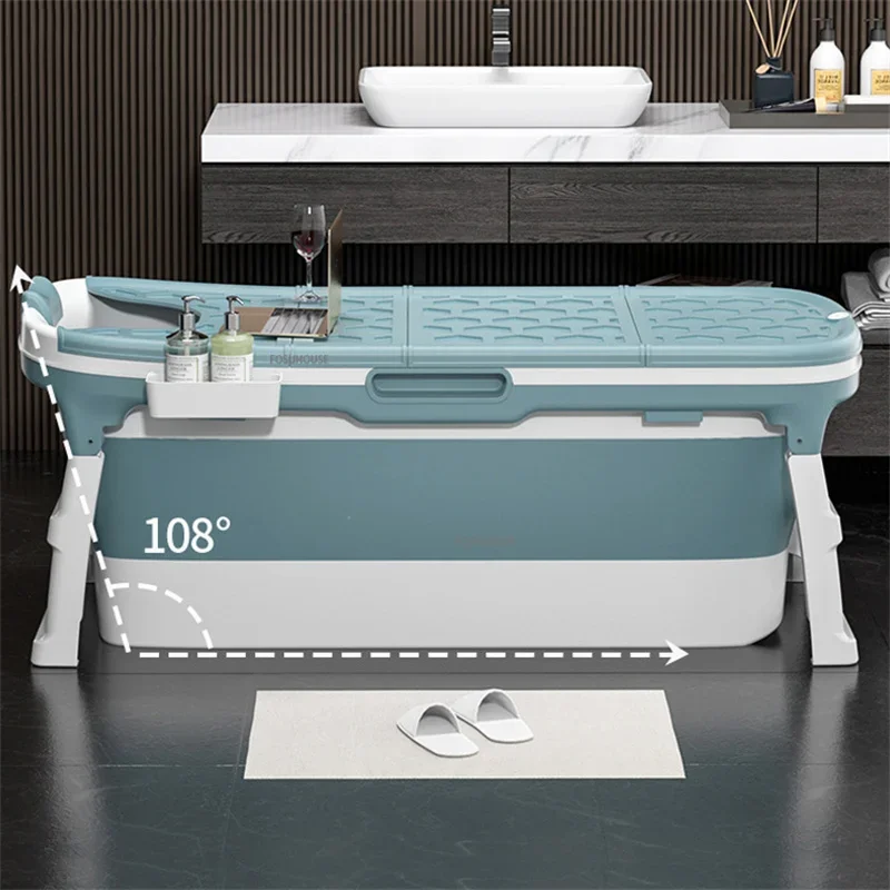 Household Foldable Bathtub Adult Thicken Plastic Bathroom Tub Bath Barrel Spa Full Body Sweat Steam Portable Foot Massage Tub