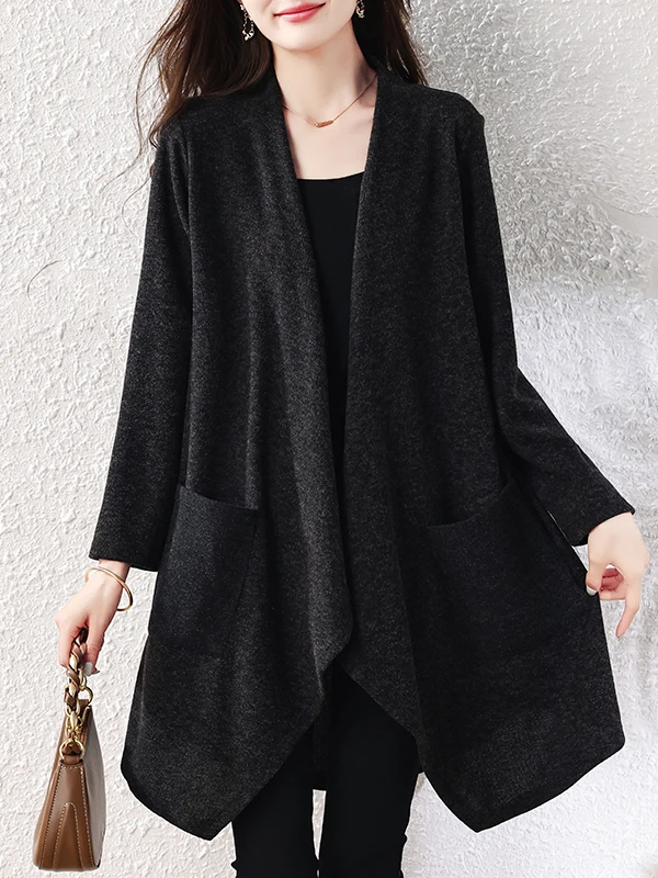 Authentic 2026 Autumn New Casual Simple Fashion Versatile Outerwear Medium Length Coat Polyester Fiber Long Sleeve  Color