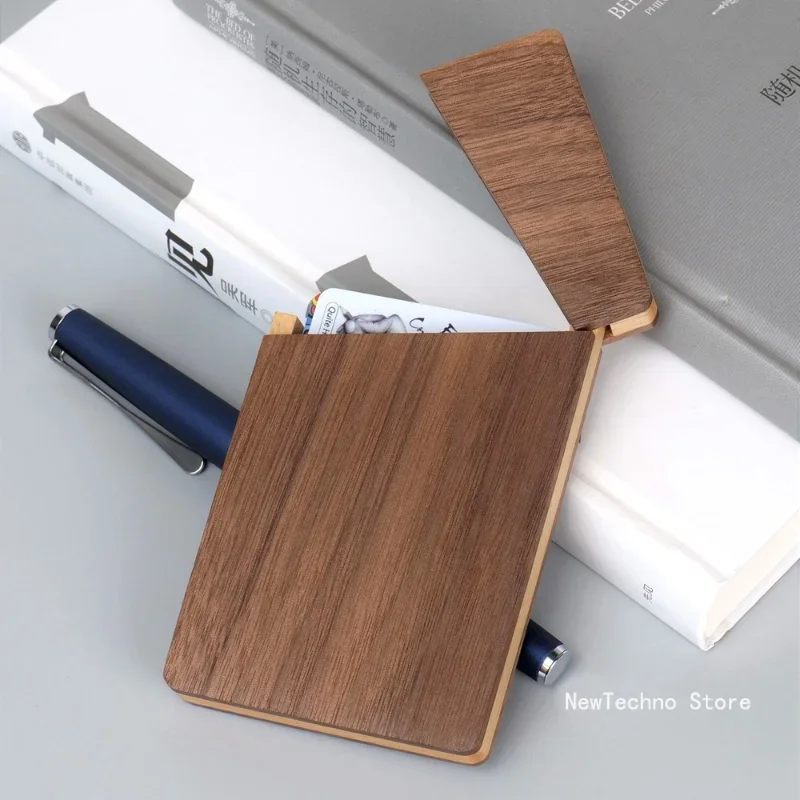 Wooden Business Card Holder Portable Magnetic Closure Business Card Case Walnut Wood ID Name Card Sleeve for Men Women Office