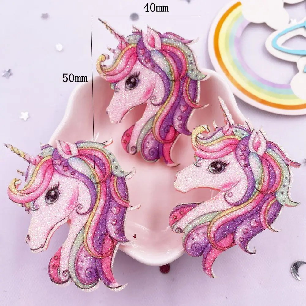 10 pezzi di tessuto in feltro glitterato non tessuti arcobaleno Kawaii unicorno applique toppa da cucito fai da te decorazioni natalizie accessori