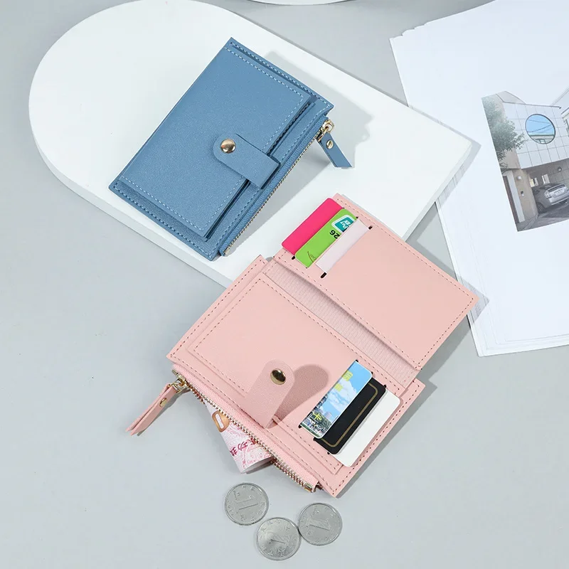 Short women's small wallet Driver's license wallet Korean coin purse women's mini button bag