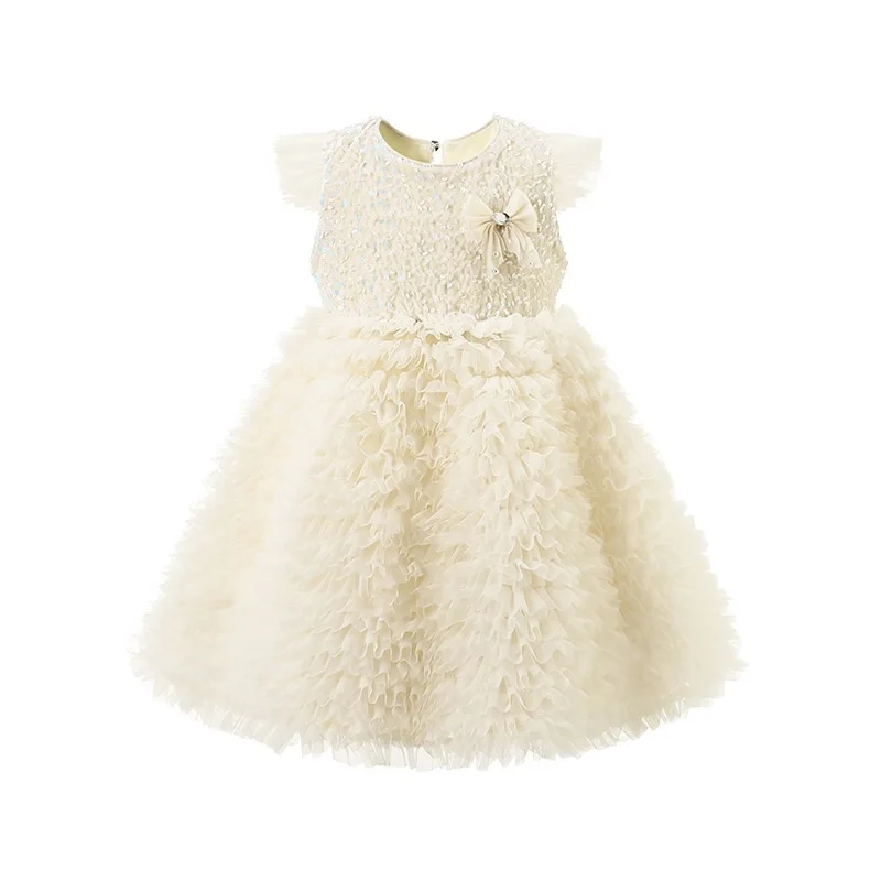 Autumn Winter Stylish Birthday Princess Dress for Girls, High-end Vest Dress, New Children's Mesh Puffy Dress