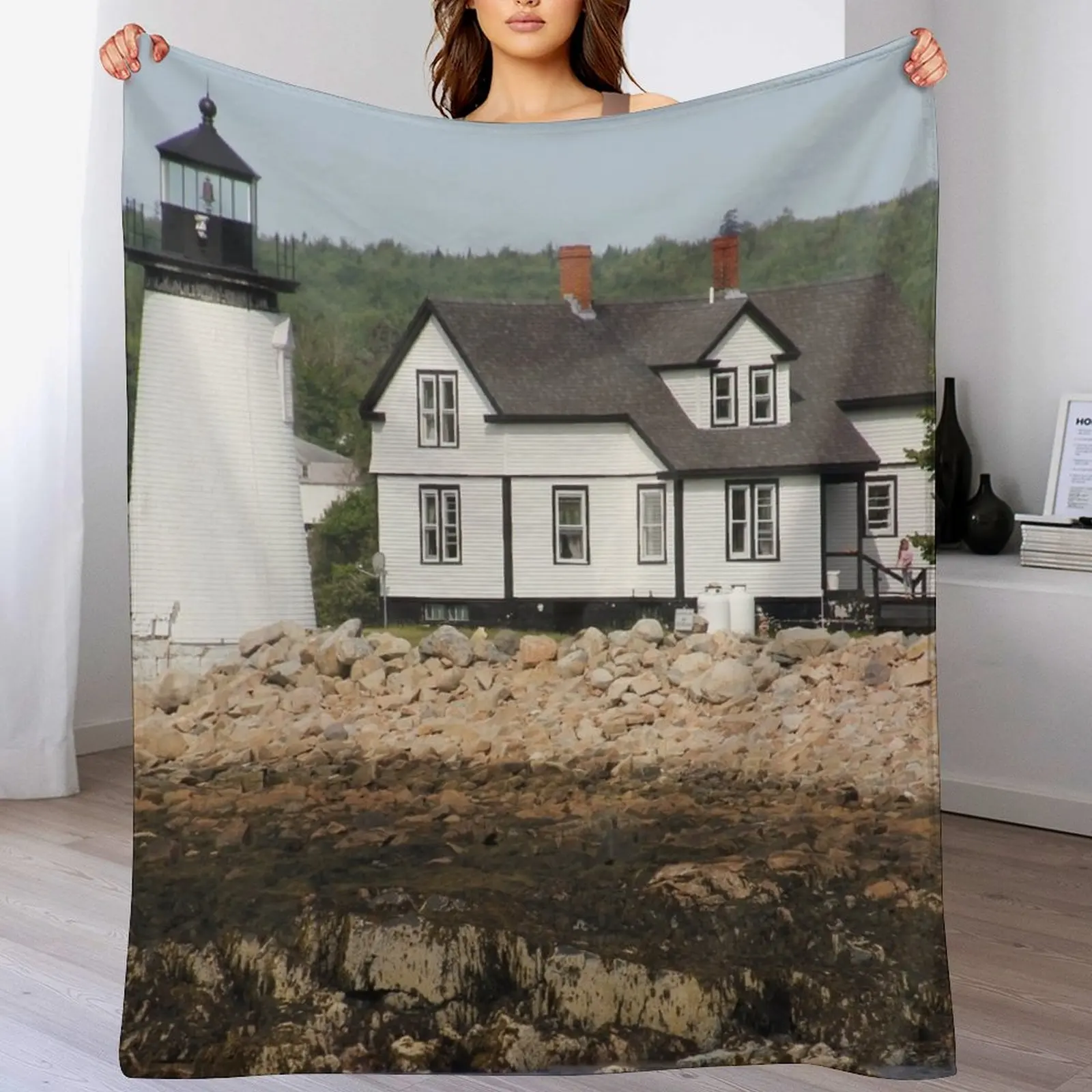 Prospect Harbor Lighthouse Throw Blanket Extra Large Throw Heavy Thins Blankets