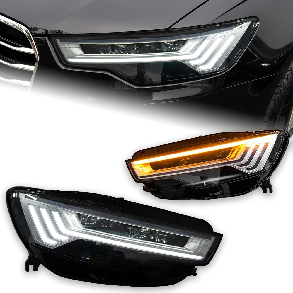 AKD Car Accessories Head Lamp For A6 Headlights 2012-2015 Upgrade C8 Design LED Headlight DRL Dynamic Singal High Low Beam