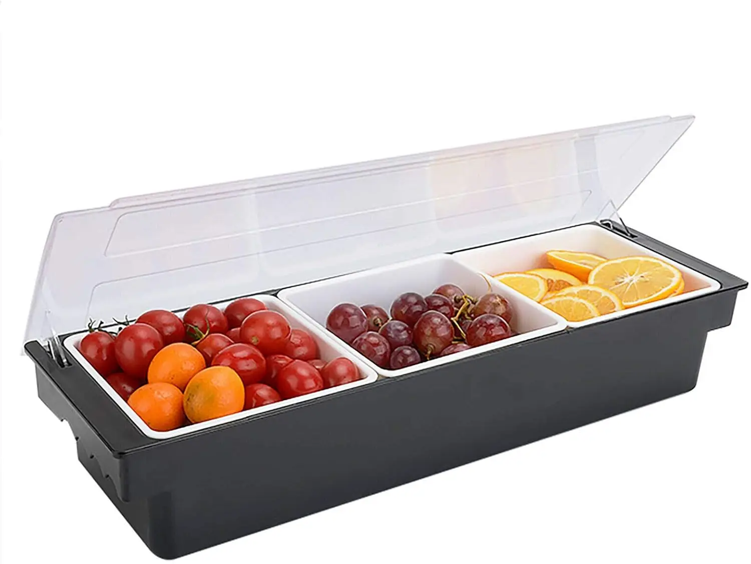 

3 Compartments Zutatenbox Spice Jars Set, Side Dish Container, Kitchen Bar Container, Multifunctional Fruit Box With Lid