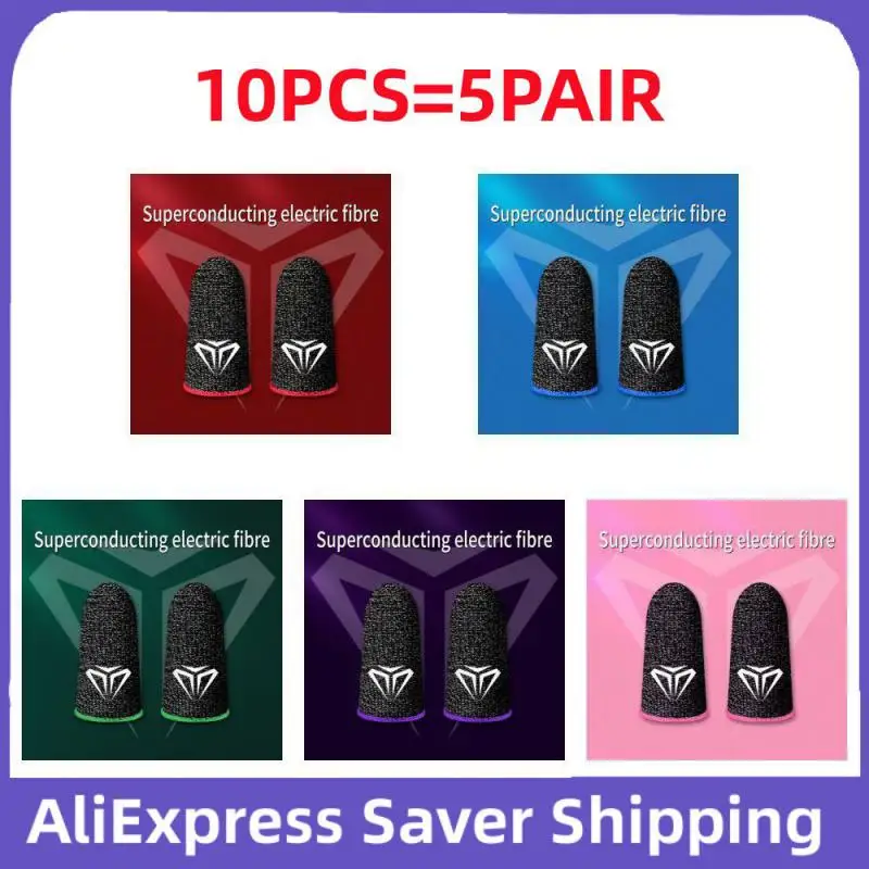 10pcs Mobile Gaming Finger Sleeve Anti-Sweat Finger Sleeve per PUBG Mobile Game Silver Fiber Touchscreen Gamer Thumb Protector