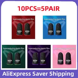 10pcs Mobile Gaming Finger Sleeve Anti-Sweat Finger Sleeve For PUBG Mobile Game Silver Fiber Touchscreen Gamer Thumb Protector