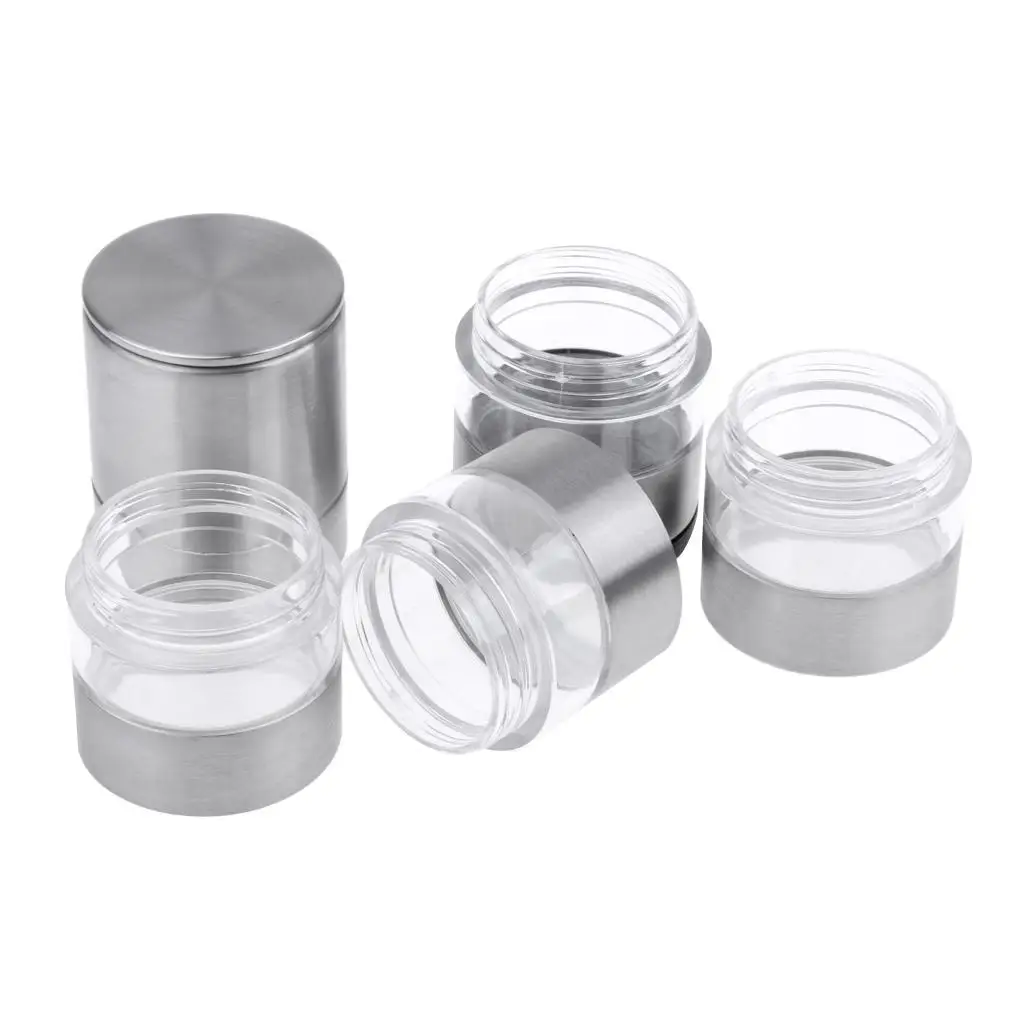 Stainless Steel BBQ Condiment Jar 4 Section Seasoning Box Camping Cooking Storage Container for Garden Picnic