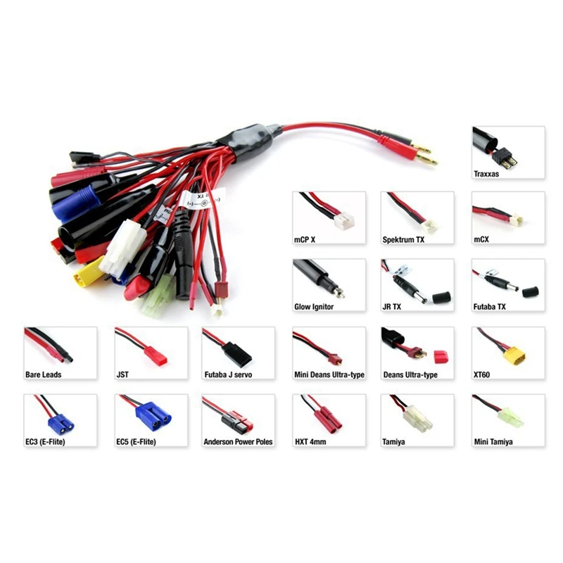 19 In1 RC Lipo Battery Charger Splitter Cable Adapter 4Mm Banana Plug To For Traxxas JST FUTABA XT60 EC3 EC5 Mcpx TAMIYA Durable