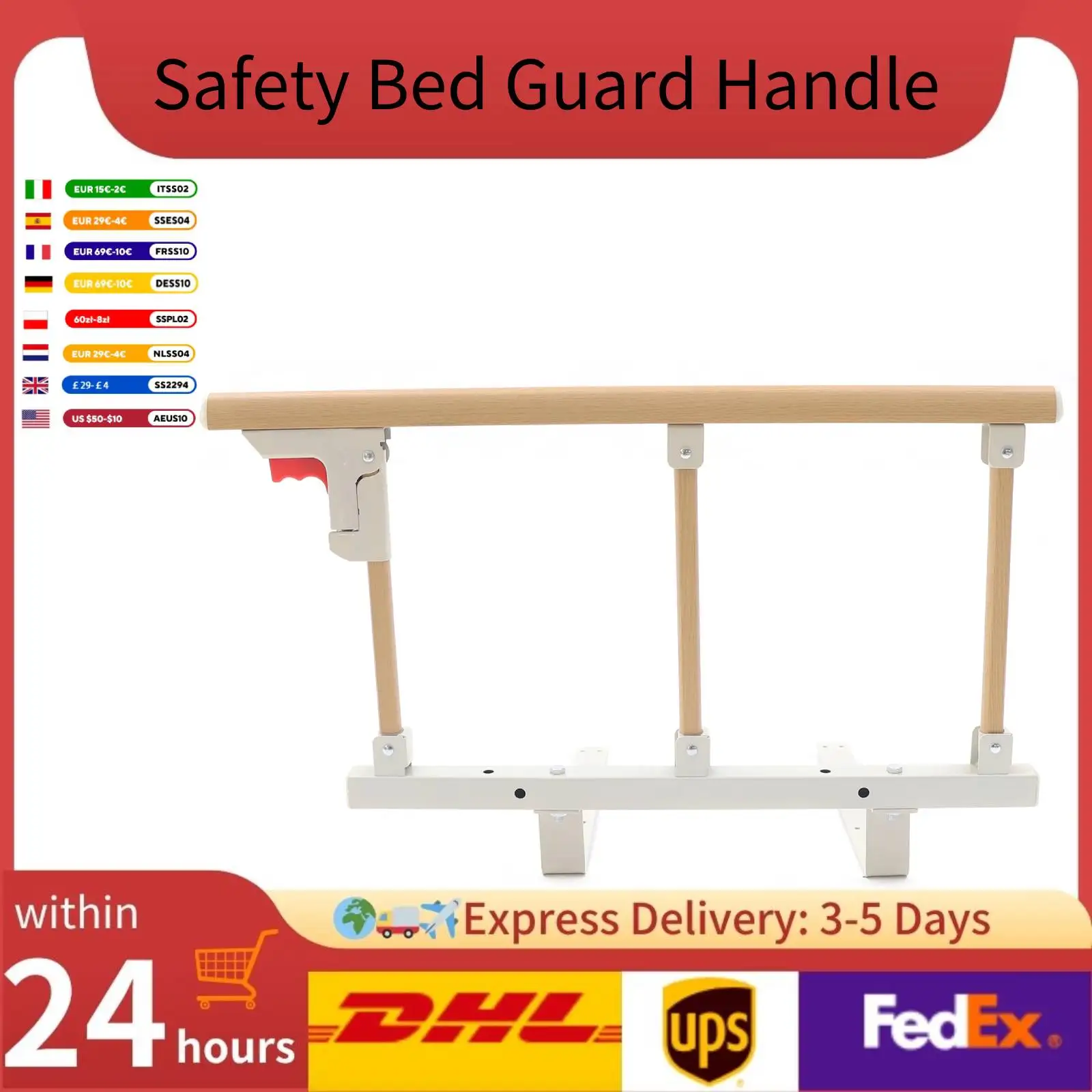 

Foldable Bedside Assist Rail Safety Bed Guard Handle Protection Bed Railing Support for elderly Baby Pregnant Women 68*44cm