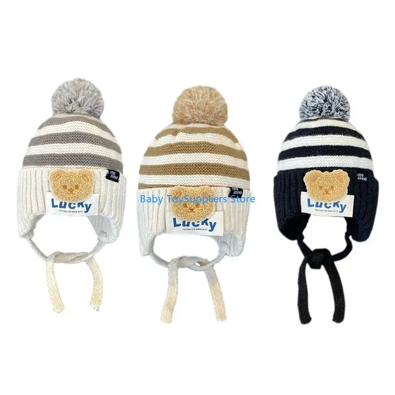 R1WF Cartoon Bear Bear Bearced Hat Children's Childlish Warm Beanie Hats Hats Hats