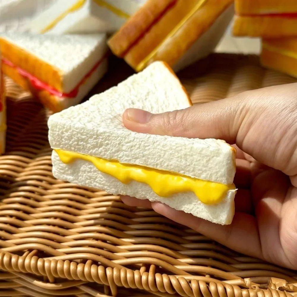Creative PU Sandwich Model Soft Photography Prop Realistic Fake Bread Food Artificial Pressing Bakery Shop Window Display