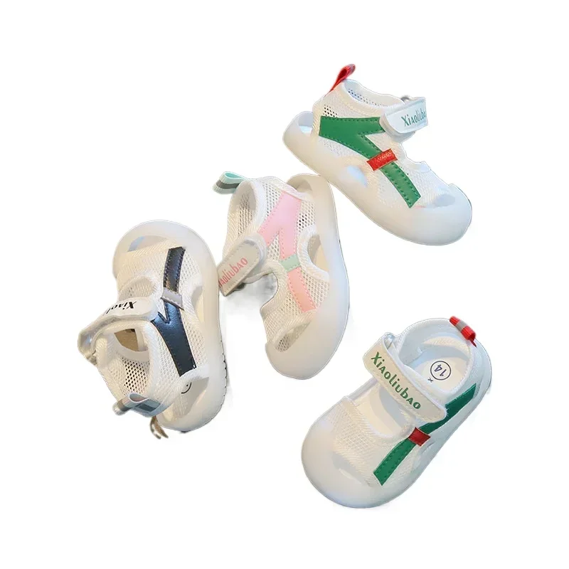 Scarpe per bambini 1-3 anni sandali per bambini traspiranti in rete resistenti alle collisioni e antiscivolo scarpe da passeggio per bambini con