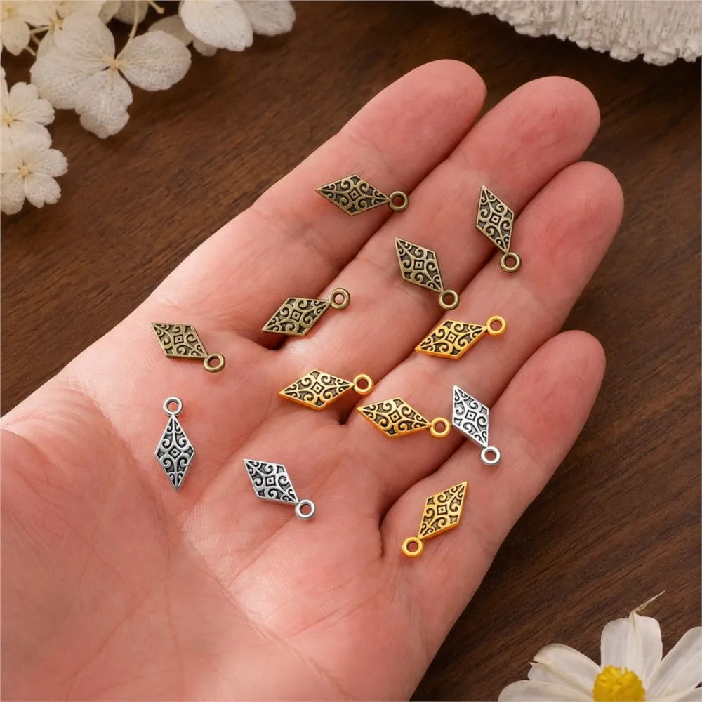20Pcs 16x7mm Rhombus Retro Dart Pendant For DIY Earrings Bracelet Necklace Jewelry Charms Handmade Making Supplies Accessories