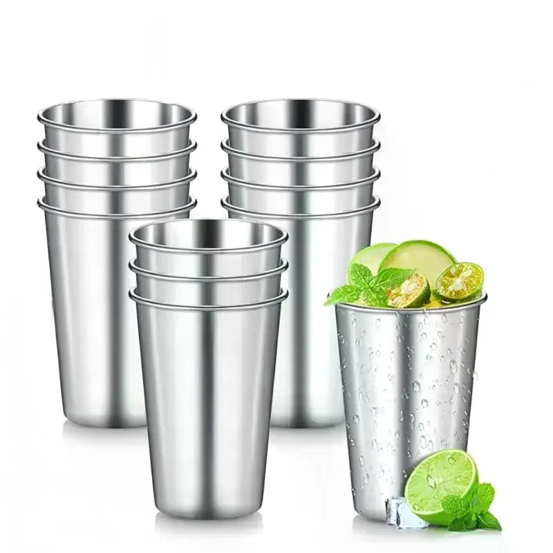 Stainless Steel Cold Drink Cup, Stainless Steel Water Cup, Not Easy To Break, Stackable, Reusable, Suitable For Children's Trave