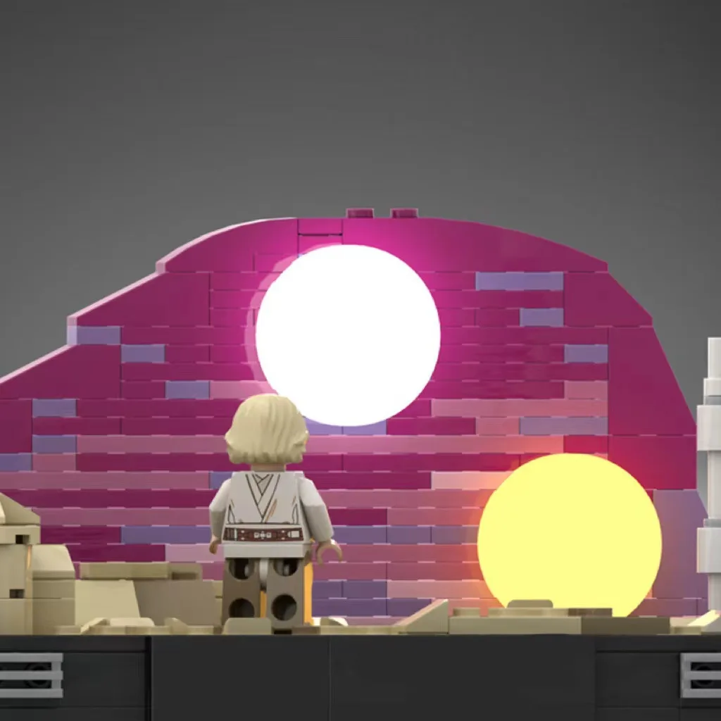 Double Sunset Scenery Building Blocks MOC Dreamy View Model DIY Bricks Toy For Lovers Collectors And Festival Presents