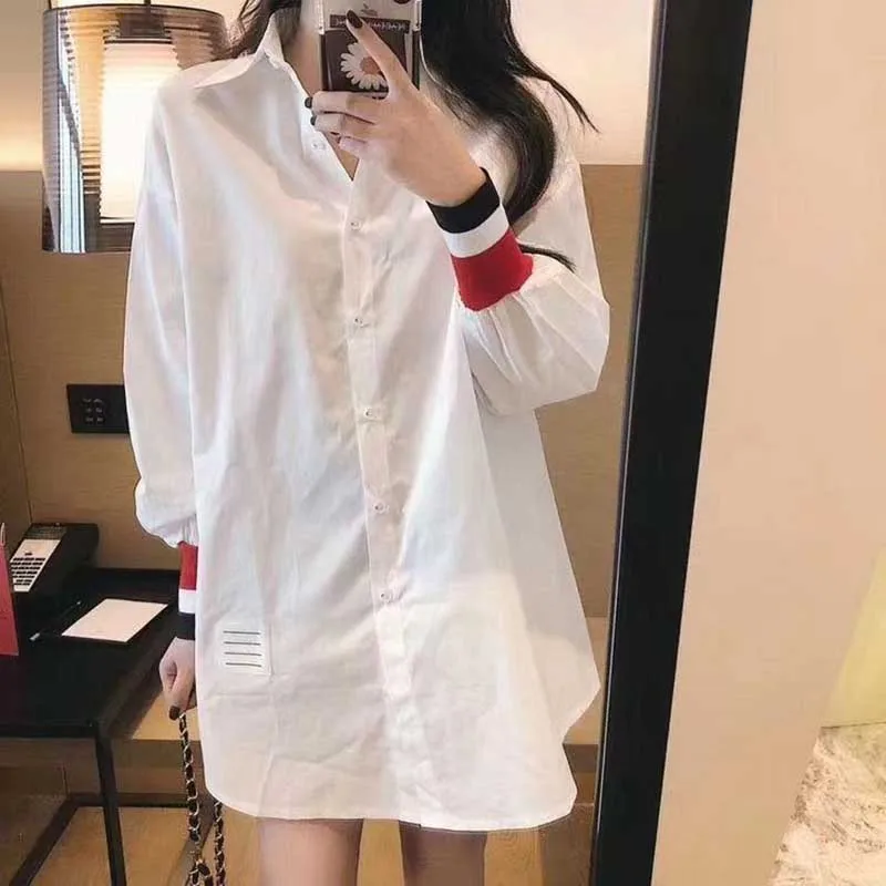 Fashion Lapel Button Spliced Loose Casual Shirts Women\'s Clothing 2024 Spring Summer New Oversized Korean Tops All-match Blouses