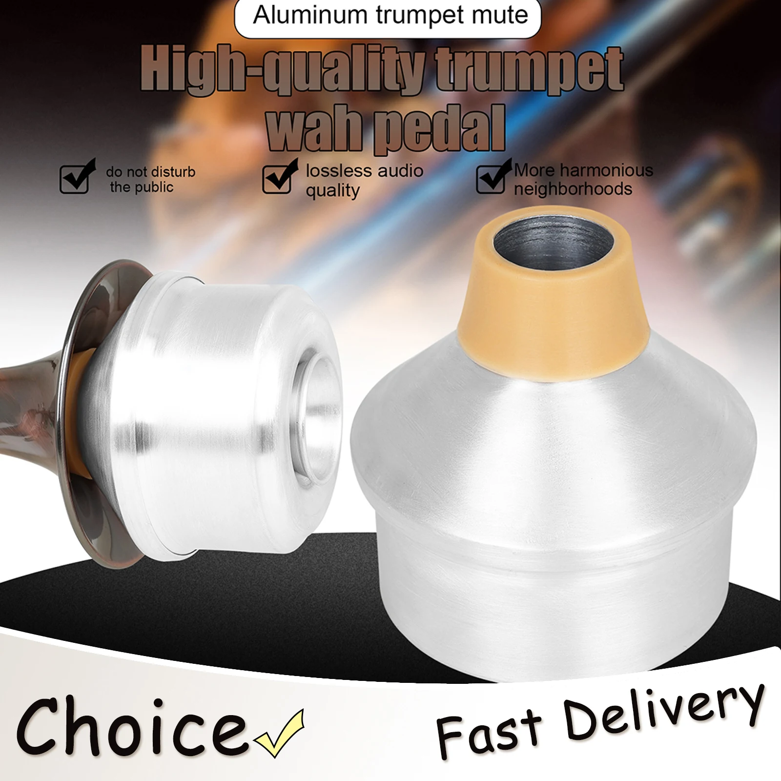 

SLADE Trumpet Mute Rubber Seal Aluminum Alloy Trumpet Vibrato Pedal Mute Reduce Noise Lower Volume Trumpet Mute Trumpet Parts