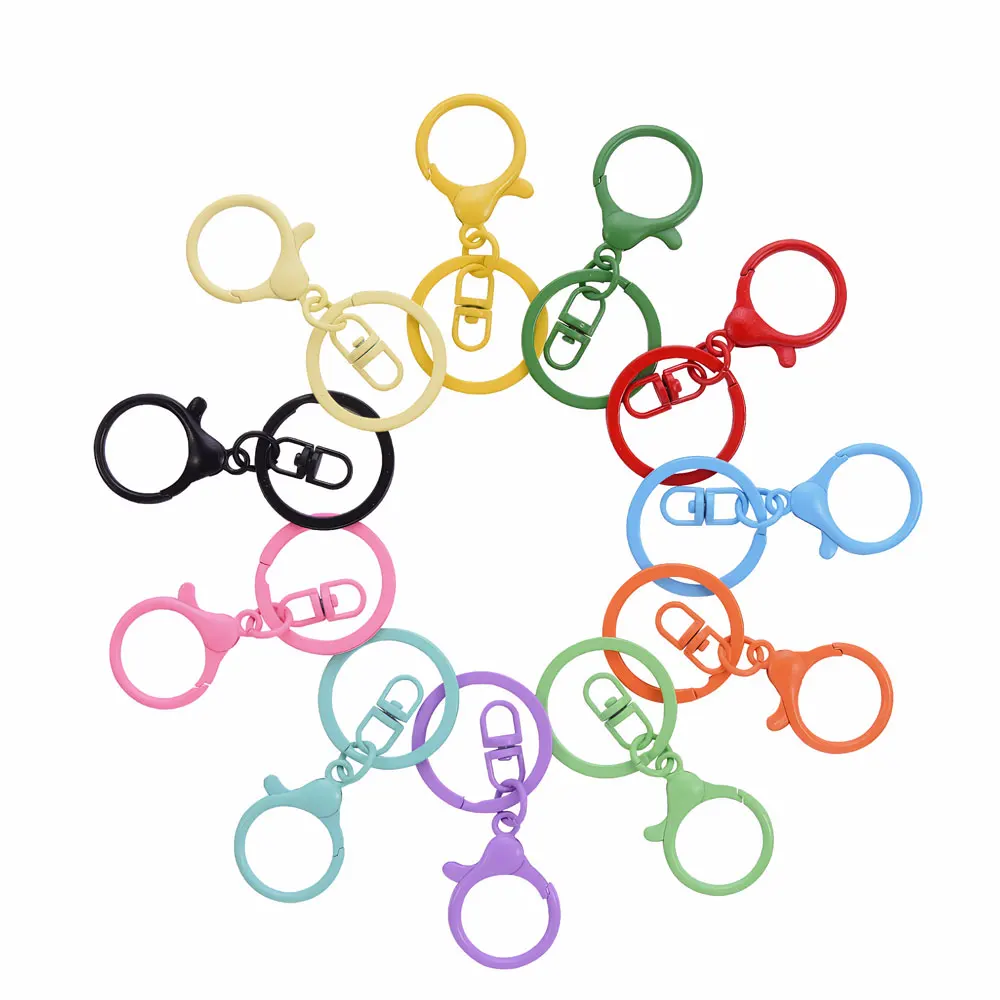 10/20/50pcs Candy Color Key Ring Keychain Swivel Lobster Clasp Key Snap Hooks Keyrings DIY Jewelry Making Finding Accessories ﻿