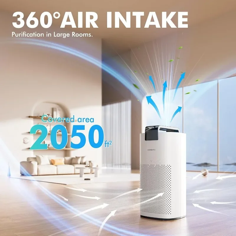 MORENTO Air Purifiers for Home Large Room Up to 2050 Ft² with PM 2.5 Air Quality Sensor, Smart WiFi and Sleep Mode