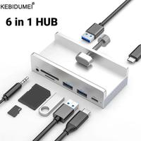 Aluminium Clip HUB 5Gbps High Speed 6Ports USB 3.0 Type C SD/TF 3.5MM USB Splitter Docking Station Expander for Laptop Computer