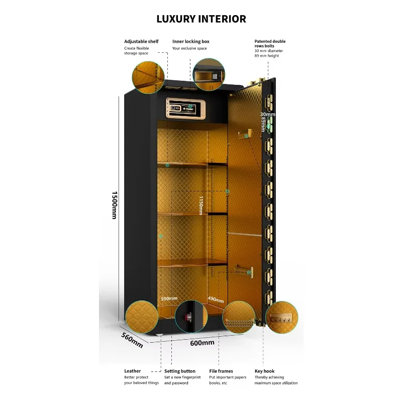 أقفال معدنية ثقيلة، خزائن البنك، أمن المنزل، صندوق أمان المال المقاوم للسرقة #3