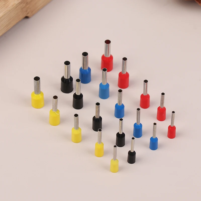 100pcs Europe Style Pin Terminal VE0508 7508 1008 1508 2508 Tube Type Wire Line Cable Connector Blue Black Yellow Red