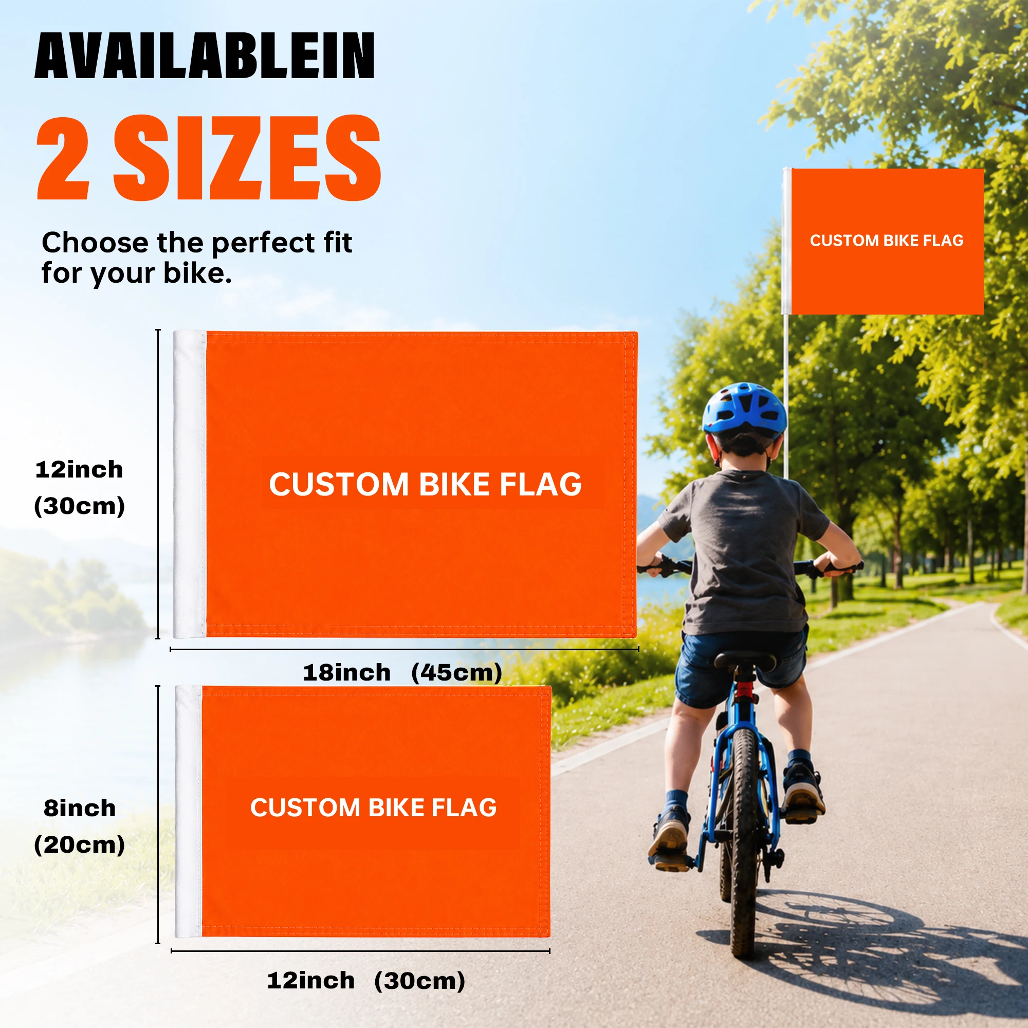 Image of 2 Stück 3-lagige doppelseitige Fahrradflagge nach Maß – doppelt genähte Kanten, lebendige Farben, nur Flagge