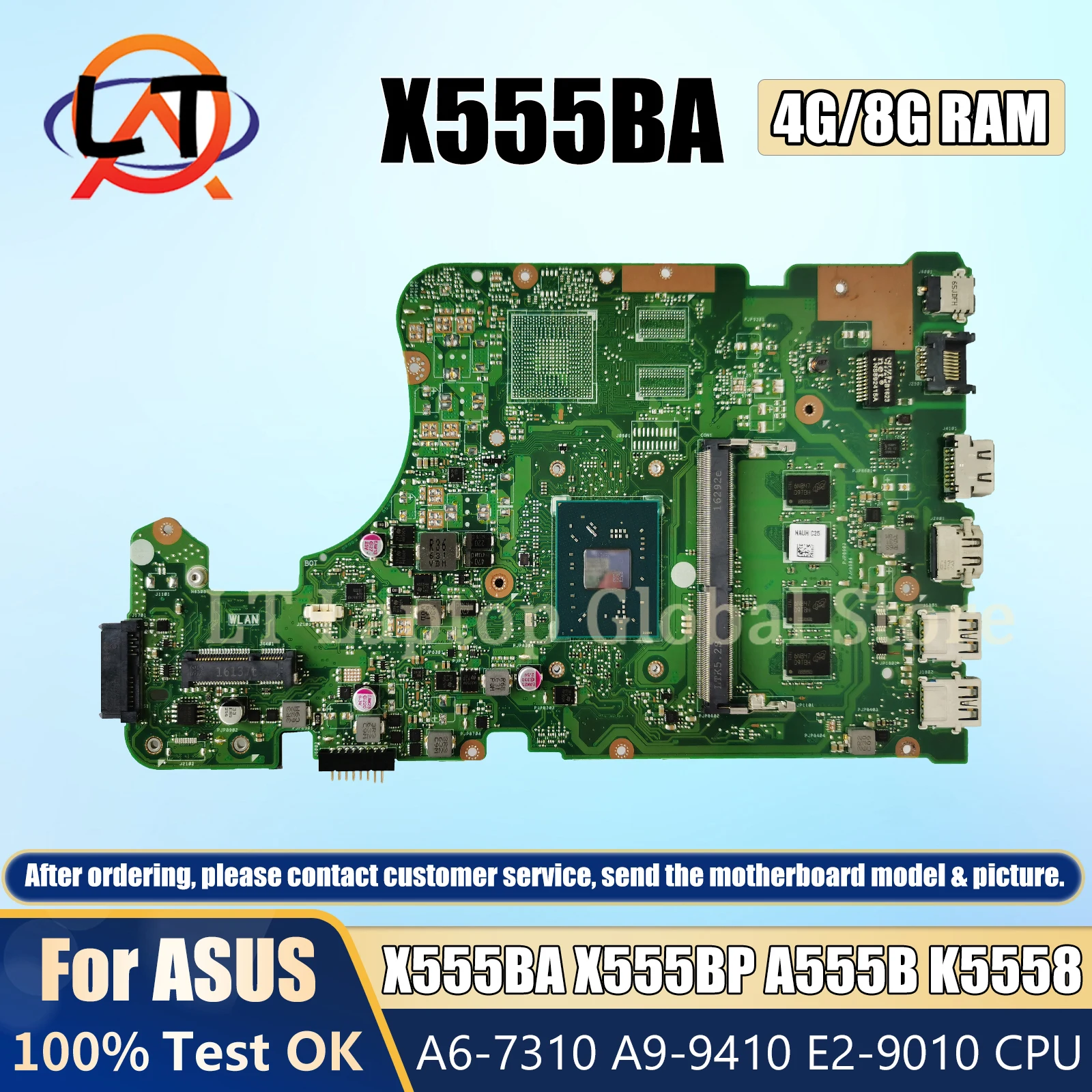 

Laptop Motherboard E1 E2 A6 A For ASUS X555B Mainboard X555BP A555B X555BA K5558 CPU 4GB/8GB-RAM