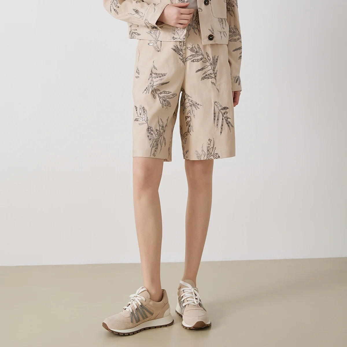 

K3016W Vintage Inspired Printed Linen Shorts Women Luxury Summer Shorts Wide Leg Slim Fit Breathable Casual Pants