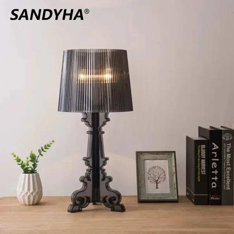 SANDYHA Nordic Tischlampe LED Acryl Lampara Mesita De Noche Dormitorio Stehleuchte für Schlafzimmer Arbeitszimmer Beleuchtungskörper Dekor