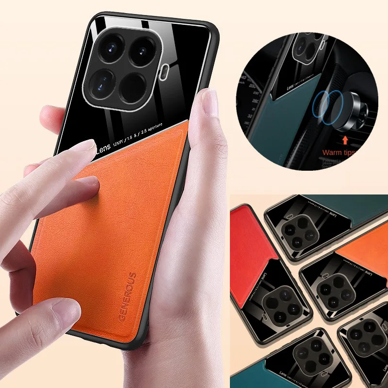 Leather Texture Phone Case For Xiaomi 17T Pro 5G Cover With Magnetic Suction Holder Coque Fundas Capa