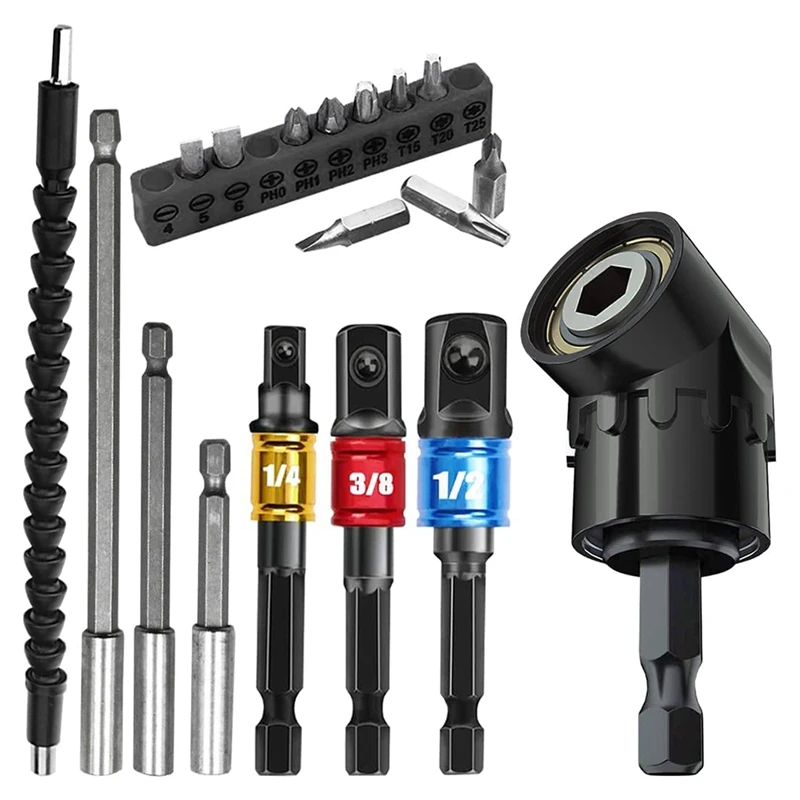 Impact Grade Driver Sockets Adapter Drill Extension Set,Flexible Drill Shaft Extension Bit,Magnetic Bit Holder